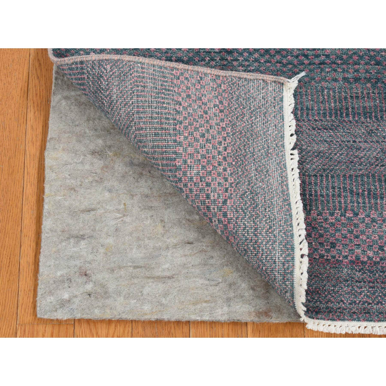 Modern and Contemporary Wool & Silk Hand Knotted Rug Green No Border 2.7X8.10 -O087257