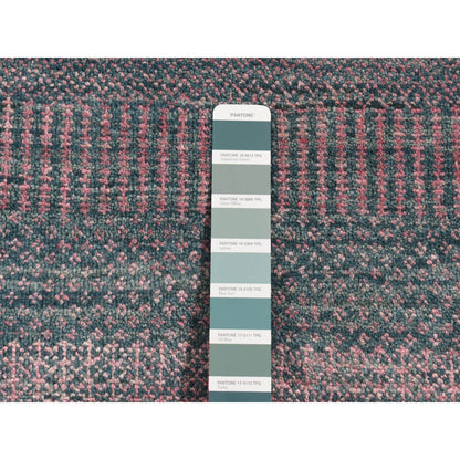 Modern and Contemporary Wool & Silk Hand Knotted Rug Green No Border 2.7X8.10 -O087257
