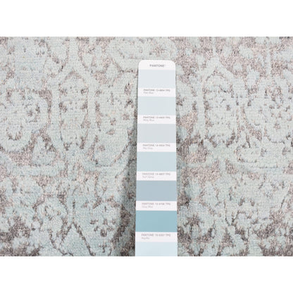 Transitional Wool & Silk Hand Knotted Rug Green No Border 2.7X9.9 -O087258