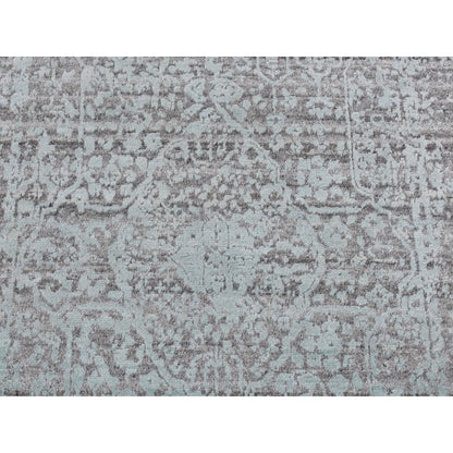 Transitional Wool & Silk Hand Knotted Rug Green No Border 2.7X9.9 -O087258