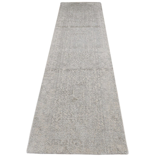Modern and Contemporary Wool & Silk Hand Loomed Rug Beige No Border 2.5X10.0 -O087263