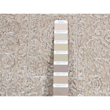 Modern and Contemporary Wool & Silk Hand Loomed Rug Beige No Border 2.5X10.0 -O087263