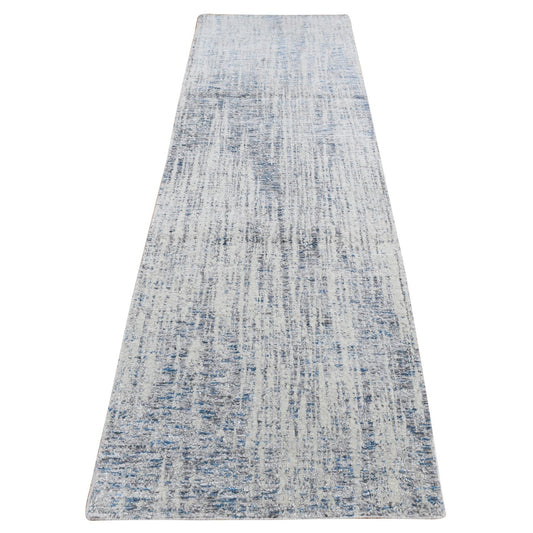 Modern and Contemporary Wool & Silk Hand Loomed Rug Grey No Border 2.6X9.9 -O087268
