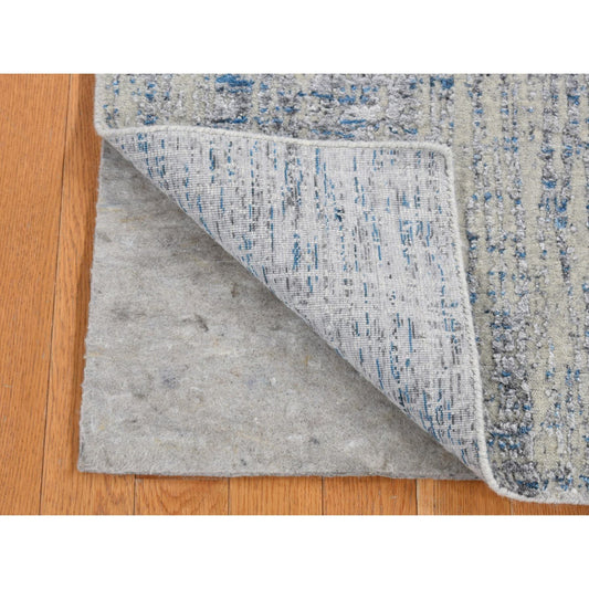 Modern and Contemporary Wool & Silk Hand Loomed Rug Grey No Border 2.6X9.9 -O087268