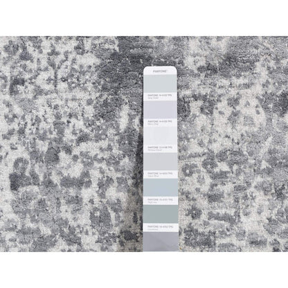 Transitional Wool & Pure Silk Hand Knotted Rug Grey No Border 2.8X10.0 -O087270
