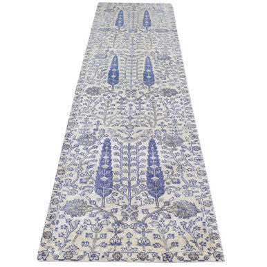 Transitional Wool & Silk Hand Knotted Rug Purple No Border 2.7X10.1 -O087274