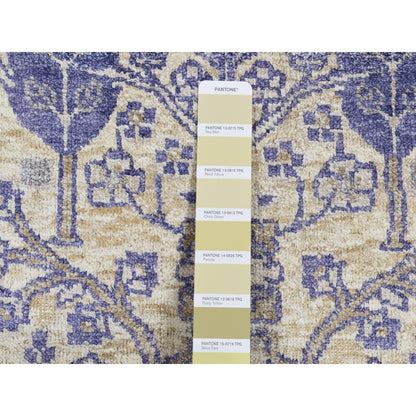 Transitional Wool & Silk Hand Knotted Rug Purple No Border 2.7X10.1 -O087274