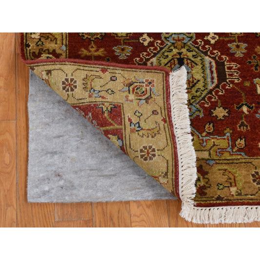 Heriz Wool Hand Knotted Rug Red Gold 2.9X9.9 -O087275