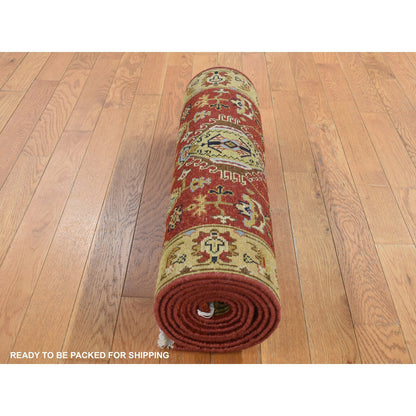 Heriz Wool Hand Knotted Rug Red Gold 2.9X9.9 -O087275