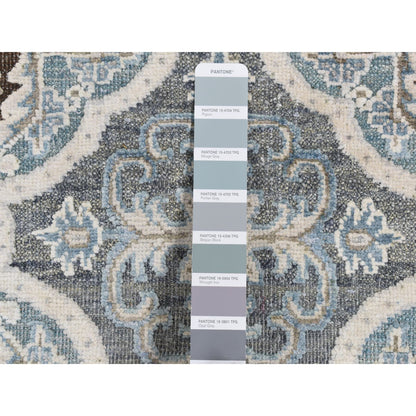 Transitional Wool & Silk Hand Knotted Rug Grey No Border 2.7X9.10 -O087276