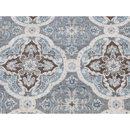 Transitional Wool & Silk Hand Knotted Rug Grey No Border 2.7X9.10 -O087276