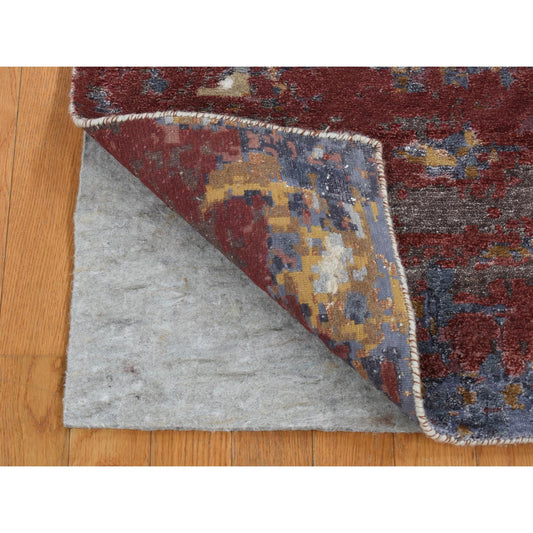 Modern and Contemporary Wool & Silk Hand Knotted Rug Grey No Border 2.6X10.0 -O087277