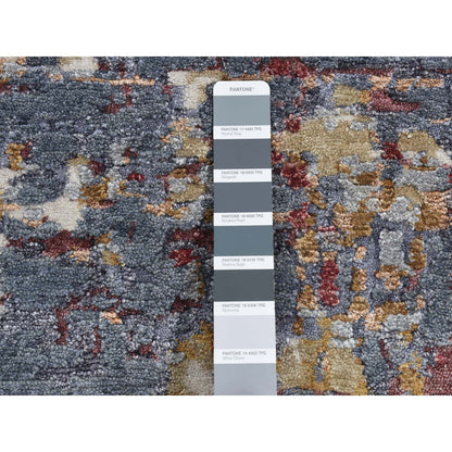 Modern and Contemporary Wool & Silk Hand Knotted Rug Grey No Border 2.6X10.0 -O087277