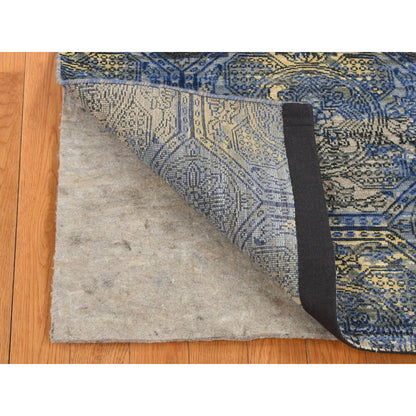Modern and Contemporary Wool & Silk Hand Knotted Rug Blue No Border 2.8X9.1 -O087279