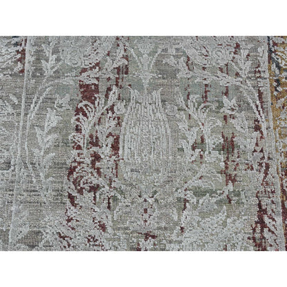 Transitional Wool & Silk Hand Knotted Rug Grey Gray 2.6X9.10 -O087283