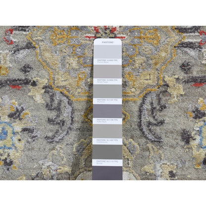Transitional Wool & Silk Hand Knotted Rug Grey No Border 2.6X10.0 -O087285