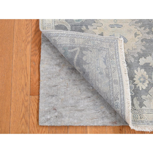 Oushak And Peshawar Wool & Silk Hand Knotted Rug Grey Gray 2.6X10.2 -O087287