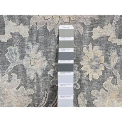 Oushak And Peshawar Wool & Silk Hand Knotted Rug Grey Gray 2.6X10.2 -O087287
