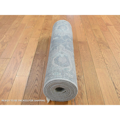 Oushak And Peshawar Wool & Silk Hand Knotted Rug Grey Gray 2.6X10.2 -O087287