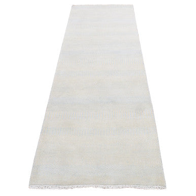 Modern and Contemporary Wool & Silk Hand Knotted Rug Ivory No Border 2.7X8.0 -O087292