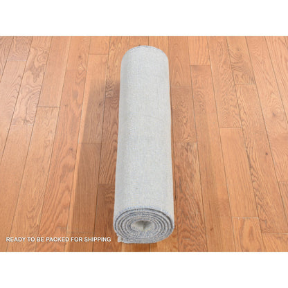 Modern and Contemporary Wool & Silk Hand Knotted Rug Ivory No Border 2.7X8.0 -O087292