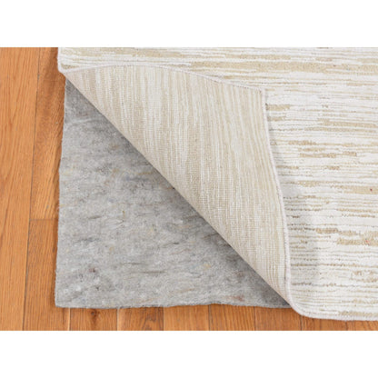 Modern and Contemporary Wool & Silk Hand Knotted Rug Ivory No Border 2.5X8.3 -O087293