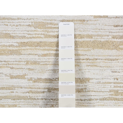 Modern and Contemporary Wool & Silk Hand Knotted Rug Ivory No Border 2.5X8.3 -O087293