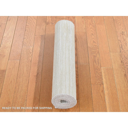 Modern and Contemporary Wool & Silk Hand Knotted Rug Ivory No Border 2.5X8.3 -O087293