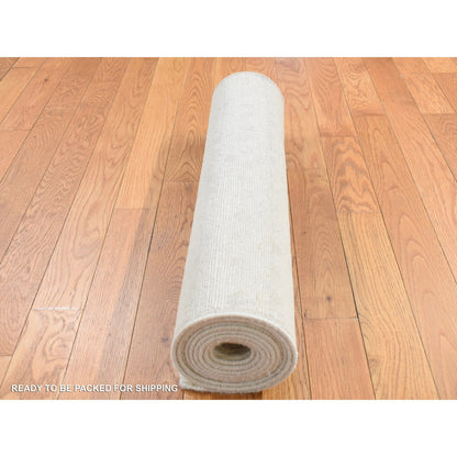 Modern and Contemporary Wool & Silk Hand Knotted Rug Ivory No Border 2.6X8.3 -O087294