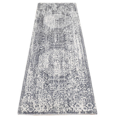 Transitional Wool & Art Silk Hand Loomed Rug Grey No Border 2.5X7.9 -O087295