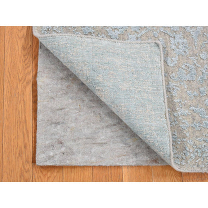 Transitional Wool & Art Silk Hand Loomed Rug Blue No Border 2.6X12.1 -O087297