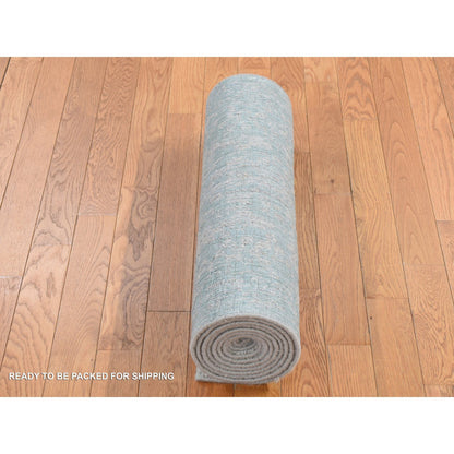 Transitional Wool & Art Silk Hand Loomed Rug Blue No Border 2.6X12.1 -O087297