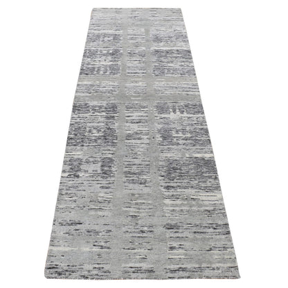 Modern and Contemporary Wool Hand Knotted Rug Grey No Border 2.6X12.0 -O087300
