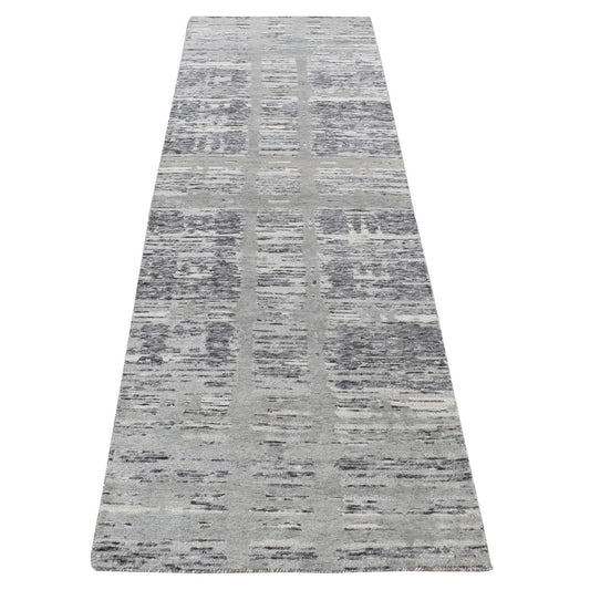 Modern and Contemporary Wool Hand Knotted Rug Grey No Border 2.6X12.0 -O087300
