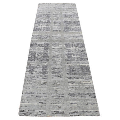 Modern and Contemporary Wool Hand Knotted Rug Grey No Border 2.6X12.0 -O087300