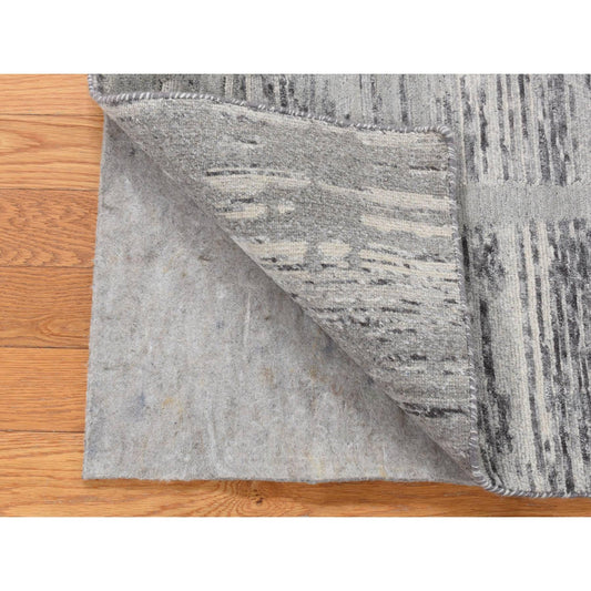 Modern and Contemporary Wool Hand Knotted Rug Grey No Border 2.6X12.0 -O087300