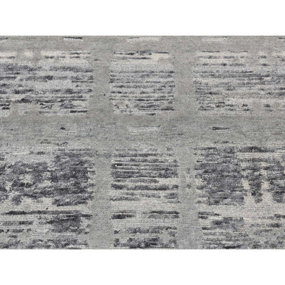 Modern and Contemporary Wool Hand Knotted Rug Grey No Border 2.6X12.0 -O087300