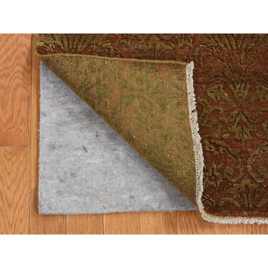 Transitional Wool & Silk Hand Knotted Rug Brown No Border 2.5X11.4 -O087301