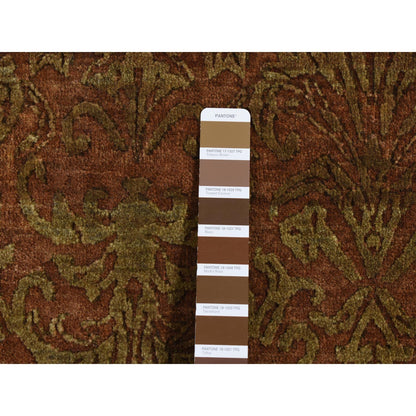 Transitional Wool & Silk Hand Knotted Rug Brown No Border 2.5X11.4 -O087301