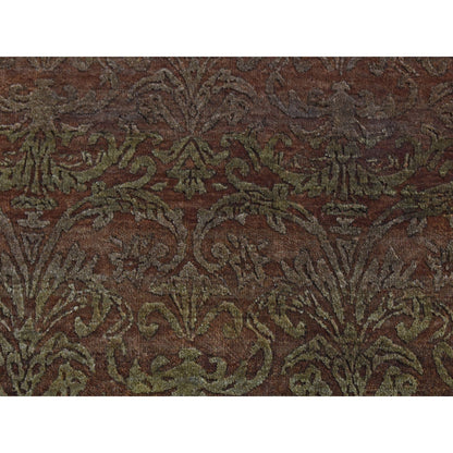 Transitional Wool & Silk Hand Knotted Rug Brown No Border 2.5X11.4 -O087301