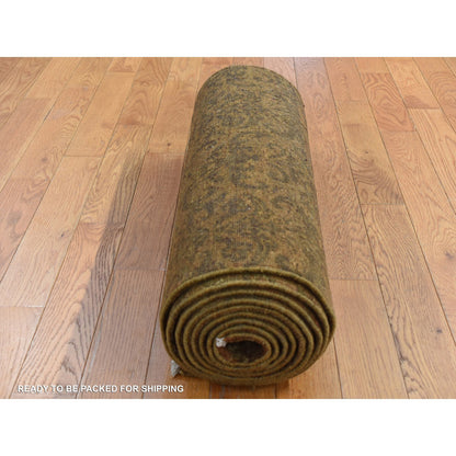 Transitional Wool & Silk Hand Knotted Rug Brown No Border 2.5X11.4 -O087301