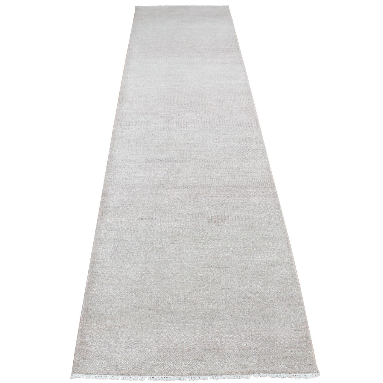 Pink 2'7" x 11'3" Modern and Contemporary Hand knotted Wool/Silk Rug - Sku: O087302