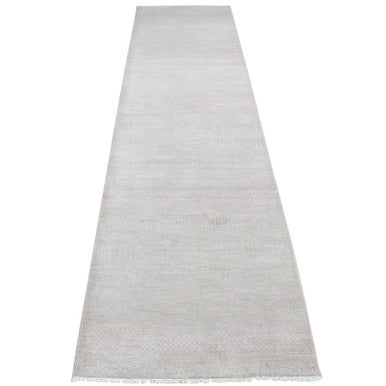Modern and Contemporary Wool & Silk Hand Knotted Rug Pink No Border 2.7X11.3 -O087302