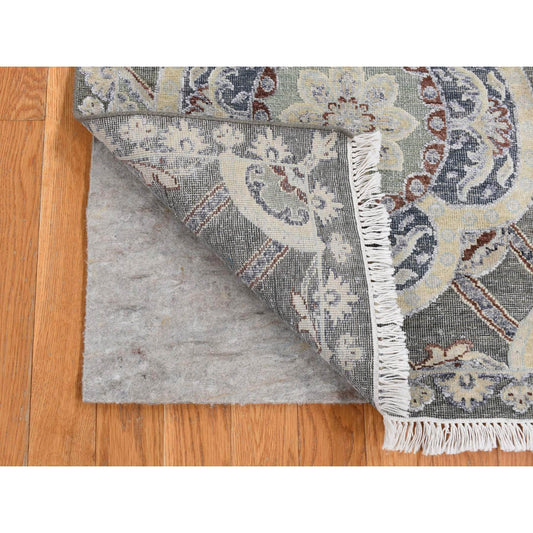Transitional Wool & Silk Hand Knotted Rug Grey No Border 2.6X12.0 -O087303