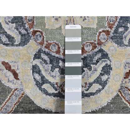 Transitional Wool & Silk Hand Knotted Rug Grey No Border 2.6X12.0 -O087303