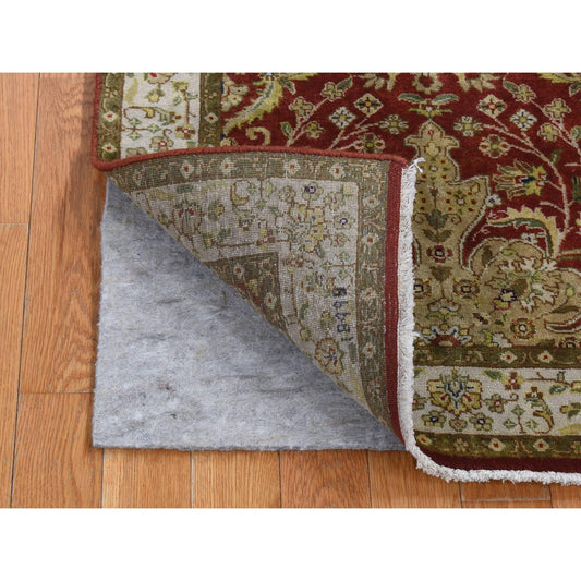 Fine Oriental Wool Hand Knotted Rug Red Ivory 2.4X11.5 -O087305