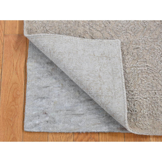 Modern and Contemporary Wool & Silk Hand Loomed Rug Grey Gray 2.5X12.0 -O087306