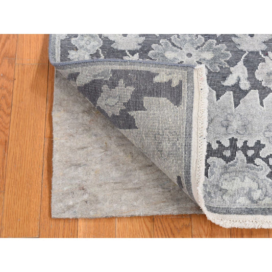 Oushak And Peshawar Wool & Silk Hand Knotted Rug Grey No Border 2.6X11.10 -O087307