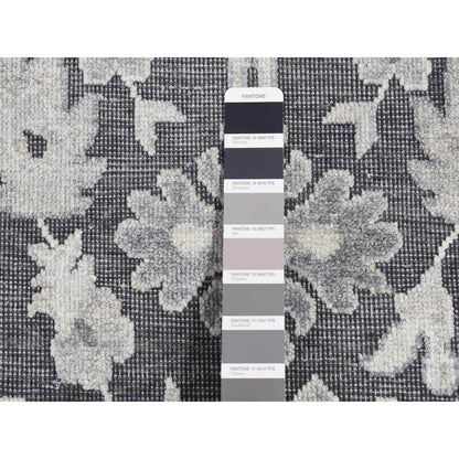 Oushak And Peshawar Wool & Silk Hand Knotted Rug Grey No Border 2.6X11.10 -O087307