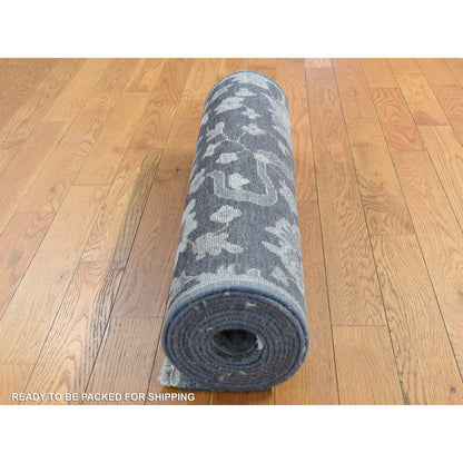 Oushak And Peshawar Wool & Silk Hand Knotted Rug Grey No Border 2.6X11.10 -O087307